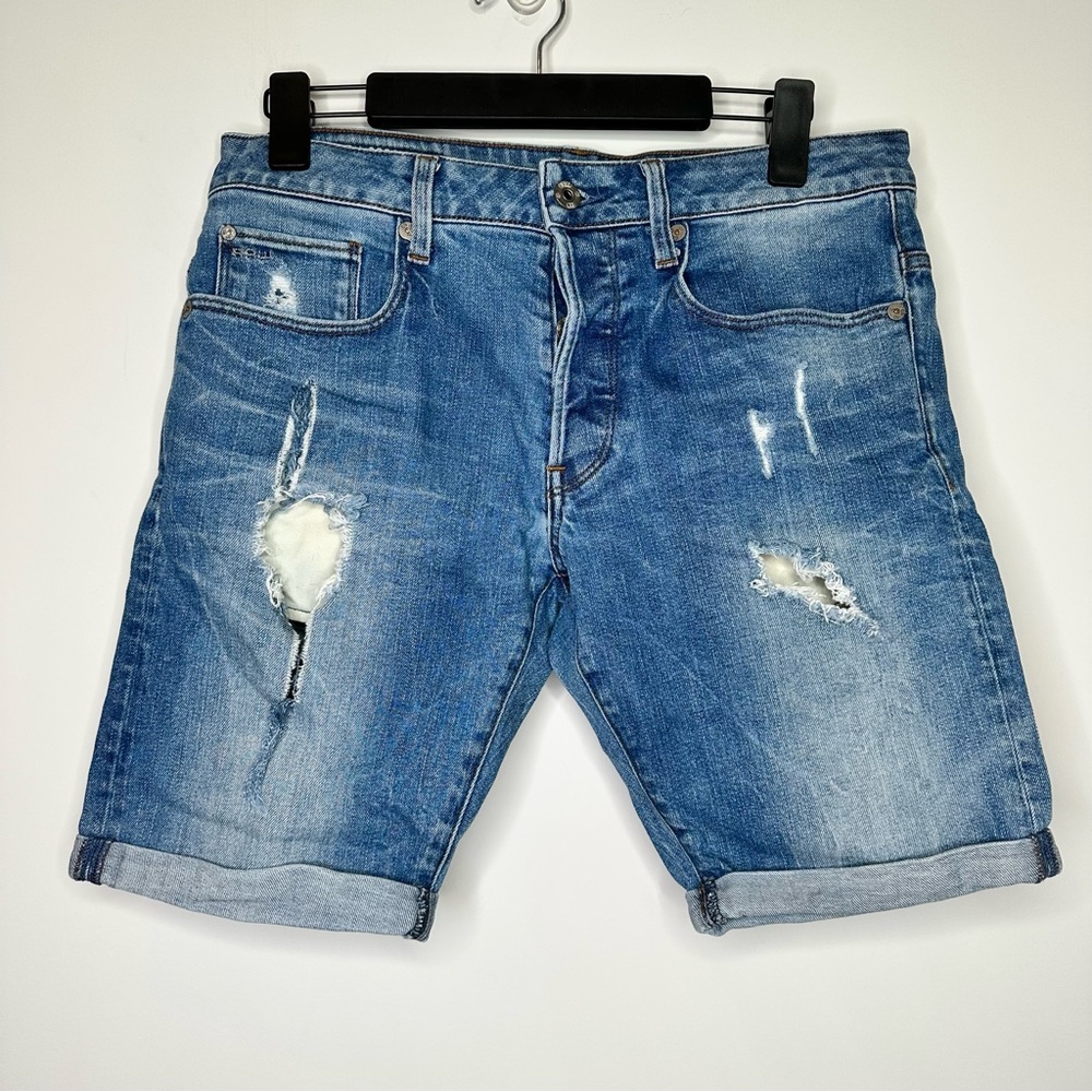 G-Star Raw Mens 3301 Slim Straight 1/2 Shorts